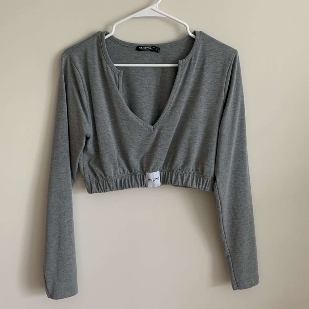 Nasty Gal cropped logo Longsleeve top